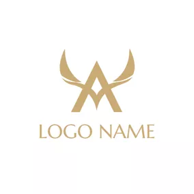 金色　ロゴ Golden Wings and Inverted V Monogram logo design