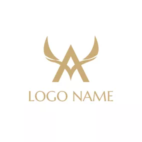 Axis Logo Golden Wings and Inverted V Monogram logo design