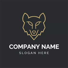動物園ロゴ Golden Wolf Face logo design