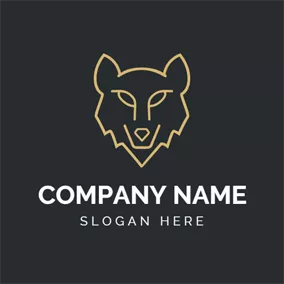 Black Logo Golden Wolf Face logo design