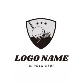 Badge Logo Golf Clubs and Golf Ball logo design