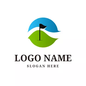高爾夫Logo Golf Course and Golf Flag logo design