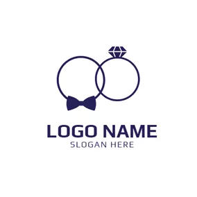 Marriage Logo Gorgeous Purple Couple Rings logo design