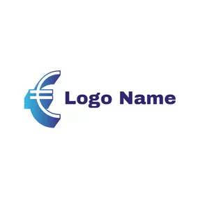 3D Logo Gradient Blue 3D Euro Sign logo design