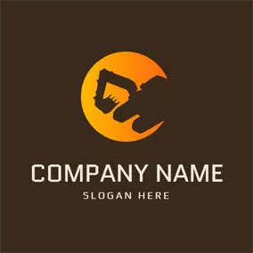 礦業 Logo Gradient Circle and Mining Excavator logo design