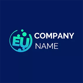 ヨーロッパのロゴ Gradient Circle Letter E U logo design