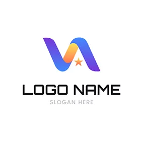 Va Logo Gradient Curve and Abstract V A logo design