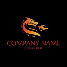 ドラゴンのロゴ Gradient Dragon Fire Culture logo design