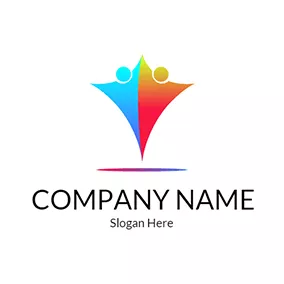 Design Logo Gradient Figure Team Friend logo design