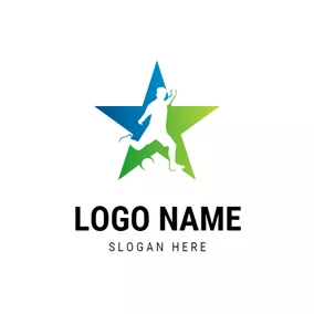 Logótipo De Exercício Gradient Star and Football Player logo design