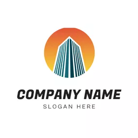 Corporate Logo Gradient Sun and Edifice logo design