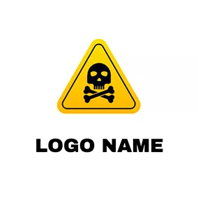 Caution Logo Gradient Triangle Skull Warning logo design
