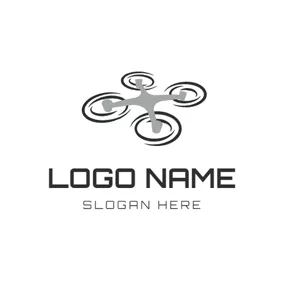 Aviation Logo Gray and Black Quadrocopter logo design