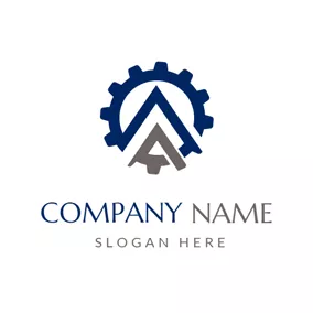 Logotipo De Motor Gray and Blue Divided Gear logo design