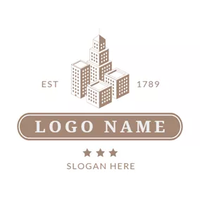 Architectural Logo Gray and Brown Mansion logo design