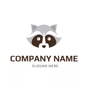 Face Logo Gray and Brown Raccoon Head logo design