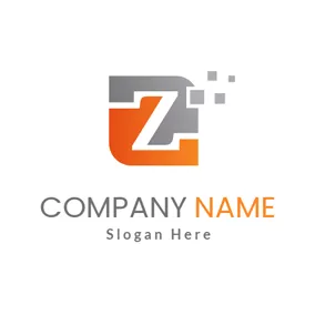 Combination Logo Gray and Orange Letter Z logo design