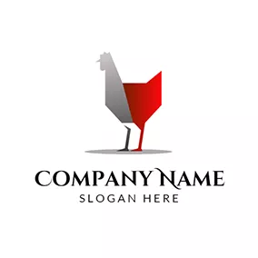 Animation Logo Gray and Red Chicken Icon logo design