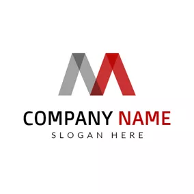 Logotipo M Gray and Red Letter M logo design