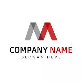 Alphabet Logo Gray and Red Letter M logo design