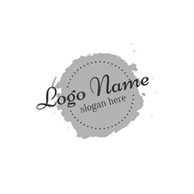 ブログのロゴ Gray and White Circle Icon logo design