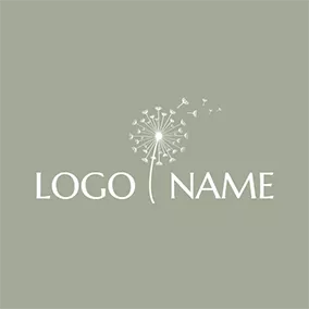 植物logo Gray and White Dandelion logo design