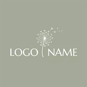 Illustration Logo Gray and White Dandelion logo design