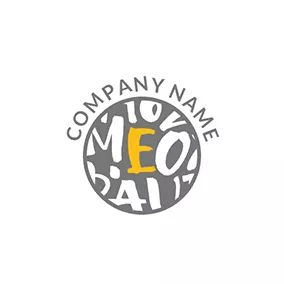 E Logo Gray and White English Pattern logo design