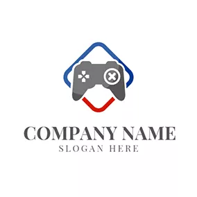 Logotipo De Consola Gray and White Game Joystick logo design