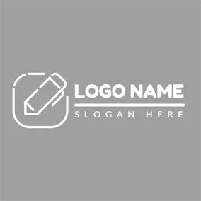 ライティング　ロゴ Gray and White Pen logo design
