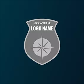 Badge Logo Gray and White Police Shield logo design
