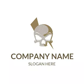 Logótipo De Perigo Gray and White Skull Icon logo design