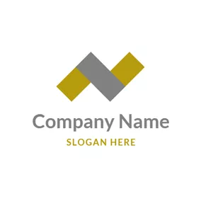 Rectangle Logo Gray and Yellow Letter N logo design