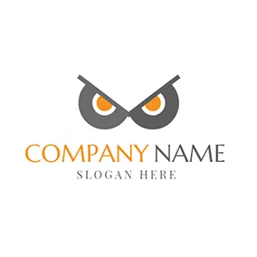 Illustration Logo Gray and Yellow Owl Eye logo design