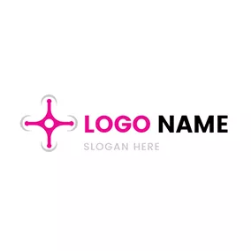 无人机 Logo Gray Arc and Pink Drone logo design