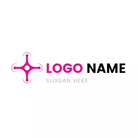 Gray Logo Gray Arc and Pink Drone logo design