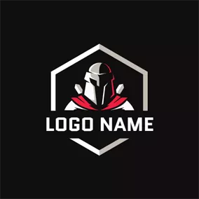 武士 Logo Gray Badge and Knight logo design