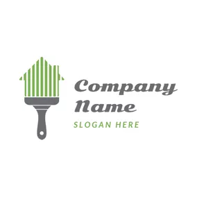 Plastering Logo Gray Brush and Green Arrow logo design