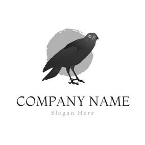 Sparrow Logo Gray Circle and Black Raven logo design