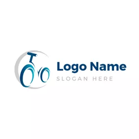 自転車のロゴ Gray Circle and Blue Bike logo design