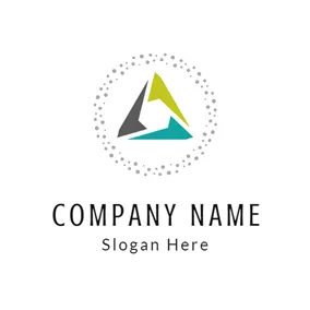 Combination Logo Gray Circle and Combined Triangle logo design