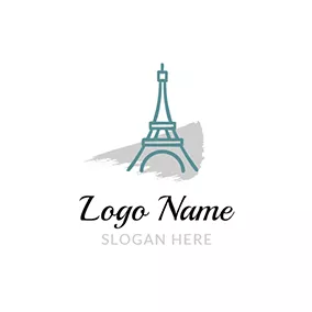 ヨーロッパのロゴ Gray Decoration and Eiffel Tower logo design