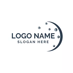 Curved Logo Gray Dot and Blue Crescent Moon logo design