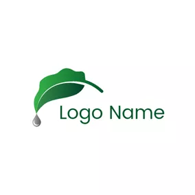 Gray Logo Gray Drop and Green Leaf logo design