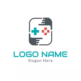 手 Logo Gray Hands and Simple Gaming logo design