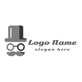Gray Logo Gray Hat and Abstract Man Face logo design