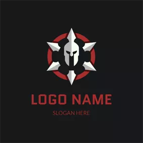 斯巴达 Logo Gray Helmet and Barbarian Knight logo design