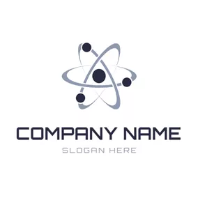 Atomic Logo Gray Orbit and Black Atom logo design