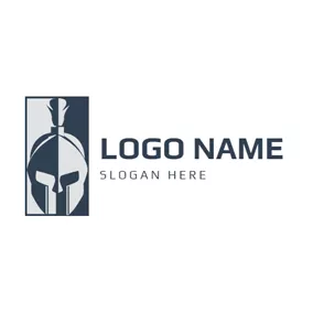 Logótipo De Lutador Gray Rectangle and Warrior Icon logo design