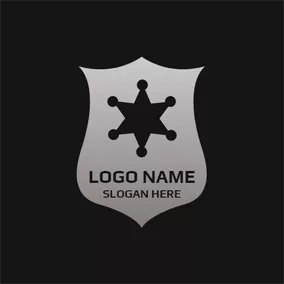 Gray Logo Gray Shield and Black Star logo design